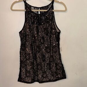 2/$30 White House Black Market Black Sequin Top Size S